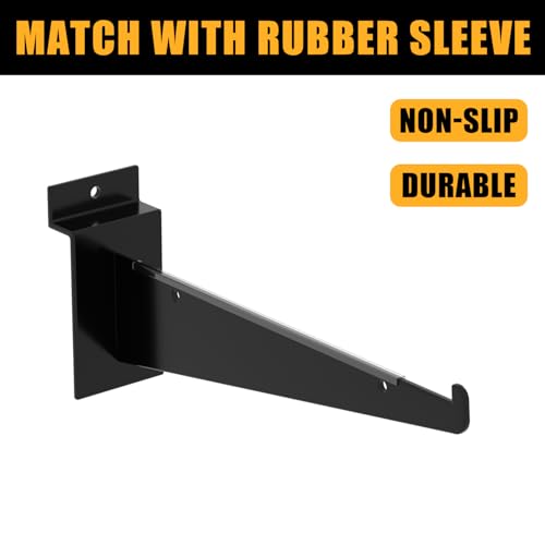 8" Black Slat Wall Shelf Brackets,10 PCS Slat Wall Brackets with Lip, Floating Metal Slat Wall Accessories - size: 8 Inch