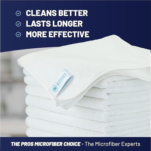 MW Pro Microfiber Cleaning Cloth | White (12 Pack) | Size 16" x 16" | All Purpose Microfiber Towels - Clean, Dust, Polish, Scrub, Absorbent - color: White