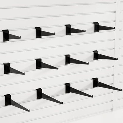 12" Black Slat Wall Shelf Brackets,10 PCS Slat Wall Brackets with Lip, Floating Metal Slat Wall Accessories - size: 12 Inch