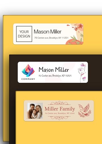 Custom Address Labels - Personalized Return Labels with Photo - 50 to 1000 Labels, 0.75x2.5 inches, 4 Designs, Self-Adhesive, Vinyl