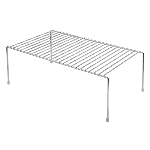 iPEGTOP Large (15.7 x 9.4 Inch) Kitchen Freezer Cabinet Organizer Shelf, Set of 4 Rustproof Metal Wire Shelves Spice Shelf Rack Cupboard Storage for Fridge Pantries Countertops Utensils, Chrome - color: Chrome