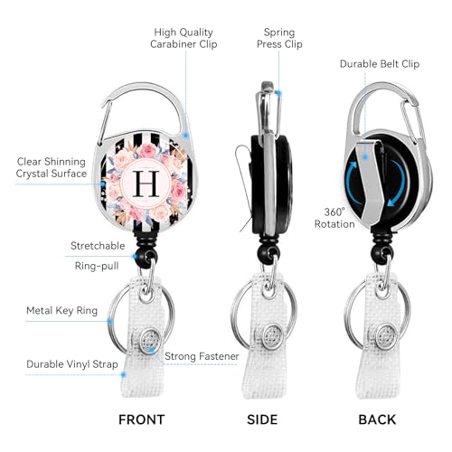 2 Pack A-Z Letter ID Badge Holder with Clip Badge Reels - color: 2pack-h