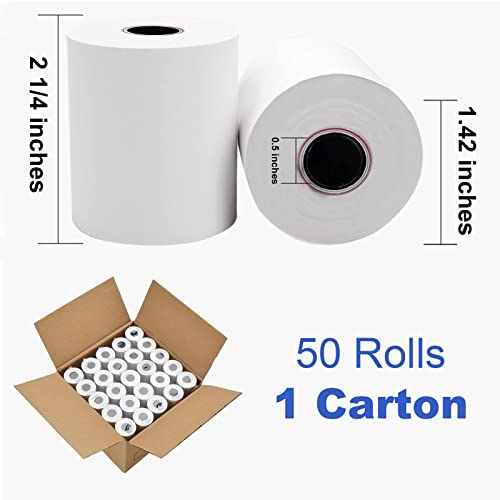 50 Rolls 2-1/4'' X 50' Thermal Receipt Paper - Fits 58mm Thermal POS Printer, Credit Card Machines - size: 2 1/4" x 50', style: 50 Rolls