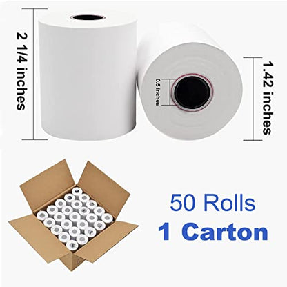 50 Rolls 2-1/4'' X 50' Thermal Receipt Paper - Fits 58mm Thermal POS Printer, Credit Card Machines - size: 2 1/4" x 50', style: 50 Rolls