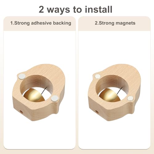 PATIKIL Shopkeepers Bell, Wood Chime Hanging Magnetic Door Bell, Beige,