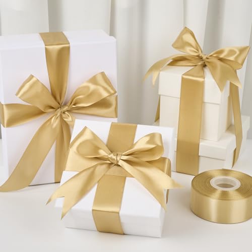 Mauproy Champaign Gold Satin Ribbon, 1-1/2 Inch, 50 Yards - color: Champaign Gold