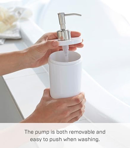 Yamazaki Home Tower Shower Dispenser - Contemporary Bottle Pump - Body Soap - Abs Plastic - 16.9 Fluid Oz., 500 Ml - color: White, style: Body Soap