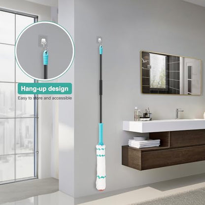 KeFanta Self Wringing Twist Mop with 57 " Long Handle, Easy Wring mop - color: Teal (1 Handle & 1 Mop Head)