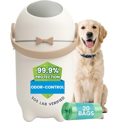 iTouchless Odor-Block Dog Poop Can, 4 Gal Ag+ Silver Ion Trash Bin, Ivory - color: Matte White / Ivory