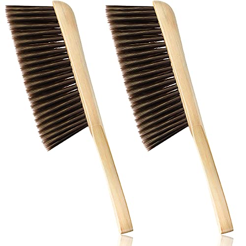 Patelai 2 Pieces Wooden Bench Brushes, Soft Bristles, Long Wood Handle, Brown - color: Brown
