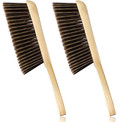Patelai 2 Pieces Wooden Bench Brushes, Soft Bristles, Long Wood Handle, Brown - color: Brown