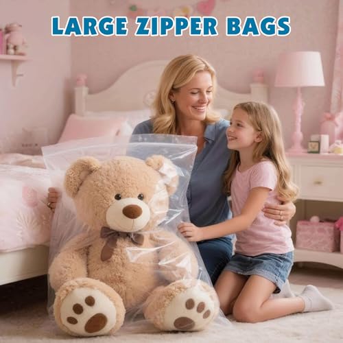 60 Pack Large 5 Gallon Storage Bags with Zipper Top, 18 x 24in Zipper Bags - size: 18in x 24in-60p