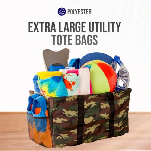 Extra Large Utility Tote Bag - Oversized Collapsible Beach Bag - Camo - color: Camo