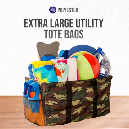 Extra Large Utility Tote Bag - Oversized Collapsible Beach Bag - Camo - color: Camo