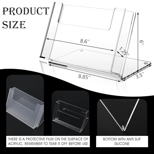 Threehoney 2 Pcs Clear Acrylic Postcard Holder 8.5 x 11 In Brochure Rack - size: 8.5 x 11 inches