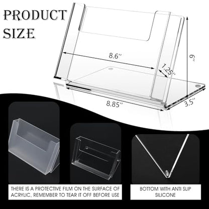 Threehoney 2 Pcs Clear Acrylic Postcard Holder 8.5 x 11 In Brochure Rack - size: 8.5 x 11 inches