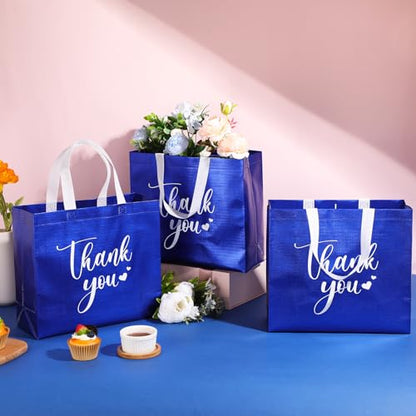 Sweetude 30 Thank You Non Woven Gift Bag, 11 x 12 x 5 Inch, Royal Blue - color: Royal Blue, size: 11 X 12 X 5 Inch