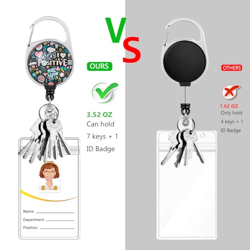 Inspirational ID Badge Holder with Lanyard and Retractable Badge Reel - color: Stay Positive