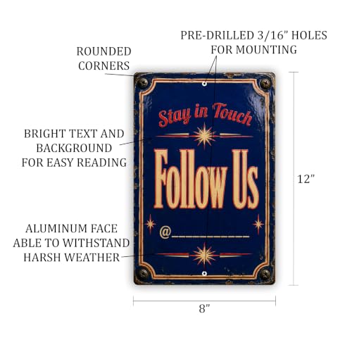 Follow Us Vintage Enamel Business Sign - style: Follow Us