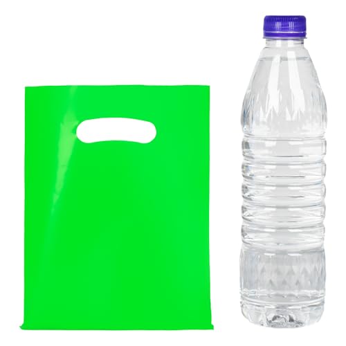 Green 100 PCS Small Gift Bags, 6"x8" Goodie Party Favor Bags with Handle, Treat Retail Pouches for Kids Birthday, Christmas, Small Business - color: Green-100PCS