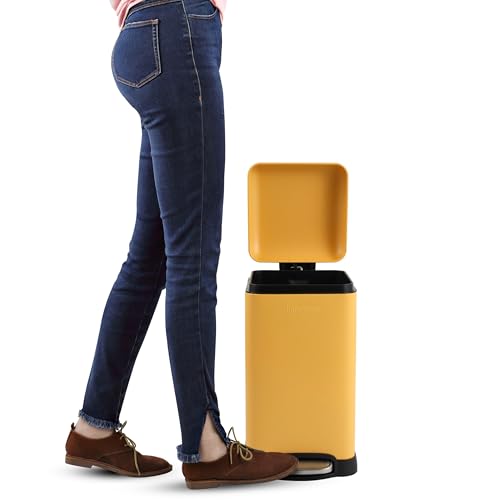 happimess Betty Retro Mini 3.2 Gal Step Trash Can, Daffodil Yellow - color: Daffodil Yellow