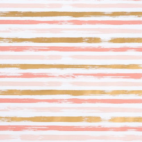 LeZakaa Pink Wrapping Paper Roll, Pink Striped Metallic Foil Gift Wrap for Baby Girl, Christmas, Birthday, Bridal Shower, Wedding Presents, with Gridlines, Mini Roll 17 in x 9.8 ft - color: Z-Gold Stripes, size: 17" X 9.8 ft