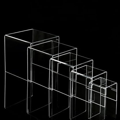 ASelected 5 PCS Clear Acrylic Risers Display Stands, 3/4/5/6/7Inch Square Acrylic Display Risers, Acrylics Stand for Figures, Perfumes, Cupcake, Candy, Dessert, Jewelry