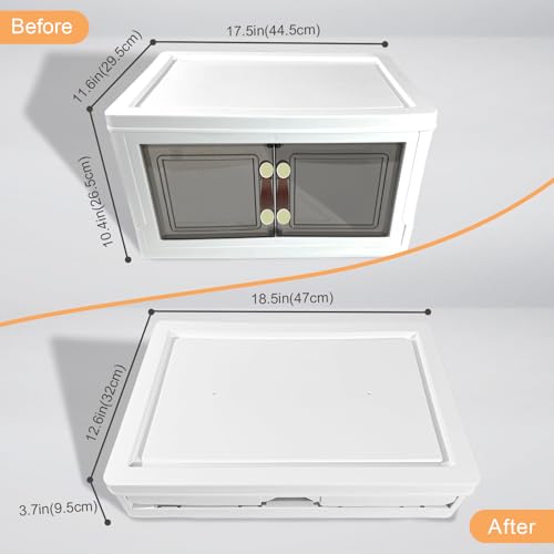 MOONEDGE 35QT/ 140QT Stackable Plastic Storage Bins with Lid & Handles, Foldable Collapsible Closet Organizer with Magnetic Doors and Side Locking for Living Room, Office, Garages (35QT) - size: 35QT