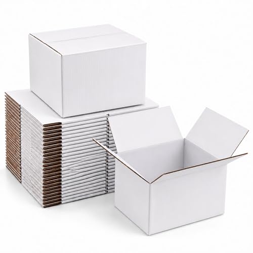 8x8x6 White Shipping Boxes, 25 Pack - size: 8x8x6 Inch