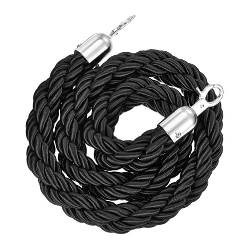 PATIKIL Velvet Stanchion Ropes, (3.9Ft x1.1 Inch, Black) (1Pcs), Velvet Ropes Crowd Control Queue Barrier with Silver Buckle, Suit for - Carpet Events/Hotels/Movie Theaters/Grand Openings - color: Black Rope, Silver Buckle