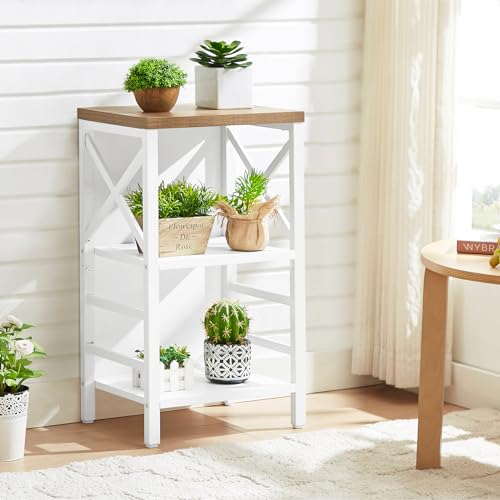 MNEETRUNG Small Bookshelf,3 Tier Industrial Bookcase with Metal Frame and Backboard,Low White Book Shelf,Book case for Small Spaces,Living Room,Bedroom and Home Office - color: White, size: 3-Tier (15.7"W x 11.8"D x 27.6"H)