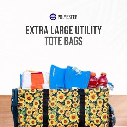 Extra Large Utility Tote Bag - Oversized Collapsible Beach Bag - Sunflower - color: Sunflower
