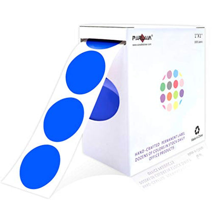 1" Blue Round Color Coding Circle Dot Label, 1000 Stickers in Dispenser Box - color: Blue, size: 1 Roll-1000PCS