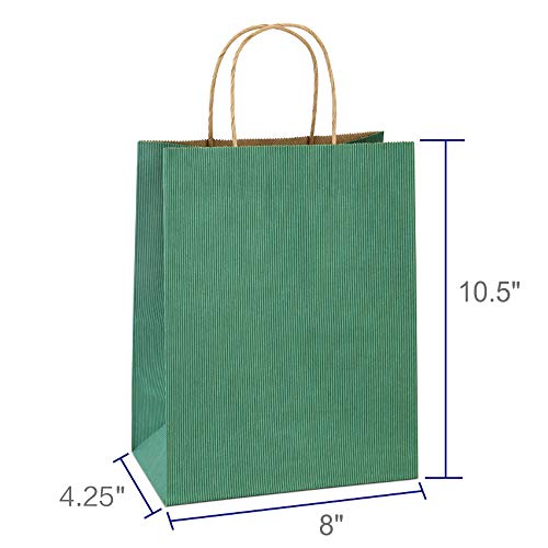 BagDream Medium Gift Bags with Handles 8x4.25x10.5 Sage Green 100 Pcs Bulk - color: Green