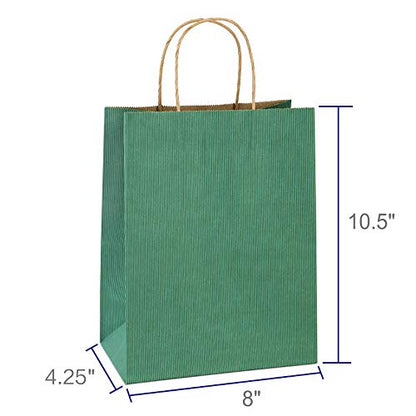 BagDream Medium Gift Bags with Handles 8x4.25x10.5 Sage Green 100 Pcs Bulk - color: Green