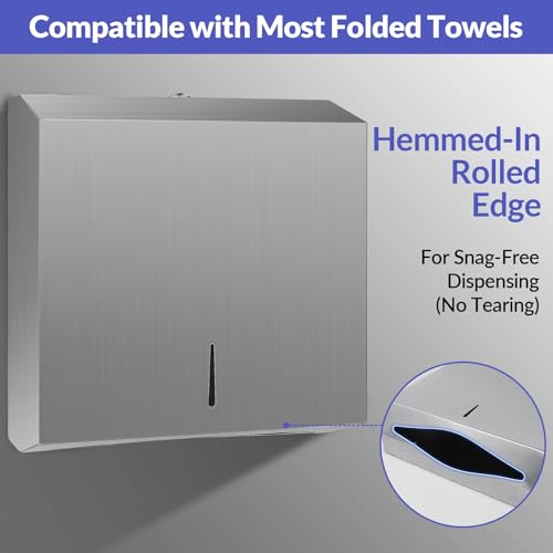 Stardrix Knob Latch (No Key Lock) Paper Towel Dispenser, Wall-Mount, Brushed Stainless Steel, Commercial Large Capacity, Fits 250 C-Fold / 300 Multi-Fold Towels - color: Brushed, size: 250 C Fold/300 Multi-Fold with Knob Latch
