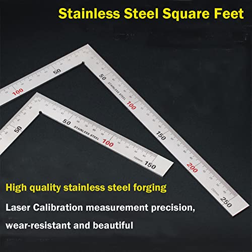 Utoolmart 150×300mm Stainless Steel L-Shape Right Angle Ruler - size: Stainless steel