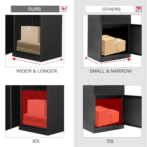 Package Delivery Boxes for Outside, Large Mailbox for Parcel 19.7”x16.1x”33.5”, Anti-Theft Parcel Mailbox with Coded Lock, Wall Mounted Waterproof Home Parcel Box for Porch Yard, Galvanized Steel - size: 19.7”x16.1”x33.5”