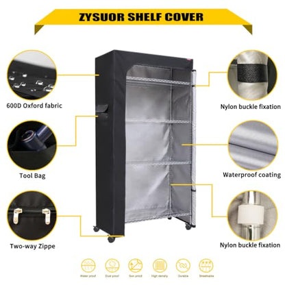 Shelf & Garment Rack Cover, Fits 36"x14"x72" Clothes Rack - color: Black, size: 36"Wx14"Dx72"H