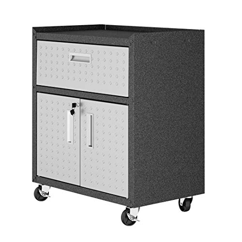 Manhattan Comfort Fortress Collection Modern Designed Mobile Storage Garage Cabinet Great For Tools and Supplies, Stainless Steel - color: Grey, style: Storage Cabinet