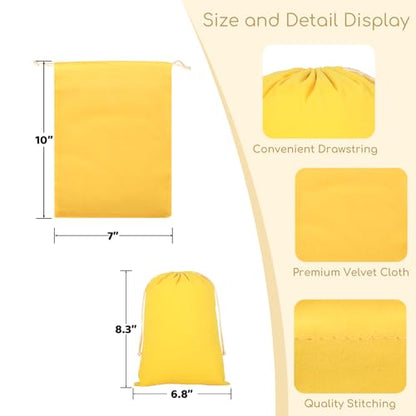 Tapleap 12Pcs Velvet Gift Bags, 7x10” Large Yellow Drawstring Pouch - color: Yellow, size: 7x10in