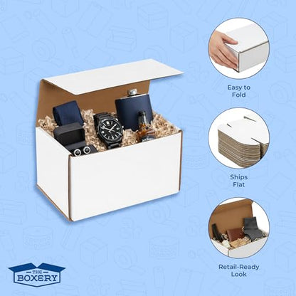The Boxery Corrugated Mailers White Tuck Shipping Boxes (5x4x4) - size: 5x4x4