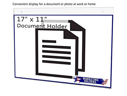 25 Pack Wall Sign Holder 17" x 11" Horizontal with 2 Predrilled Holes and Hanging Hardware for Property Listings and Opend House Details in Real Estate Agencies Clear Acrylic by Marketing Holders - size: 17" w x 11" h