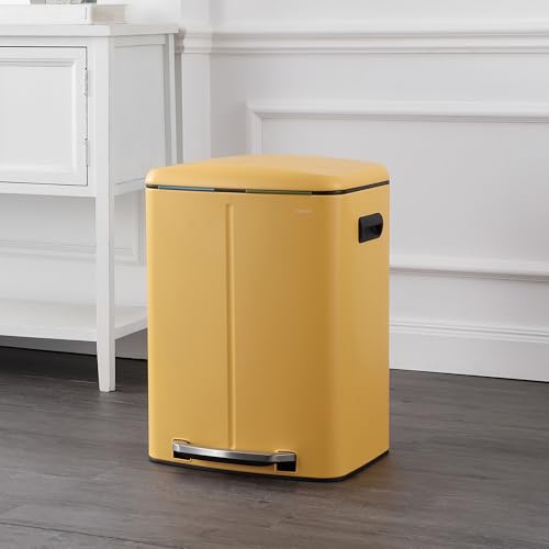 happimess Marco 10.6 Gal Double Bucket Step Trash Can, Daffodil Yellow - color: Daffodil Yellow