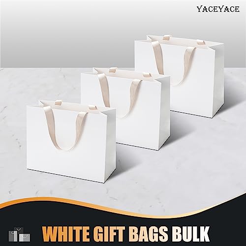 White Gift Bags with Handles, 10Pcs 10.5"x4.25"x8" White Kraft - color: White, size: 10.5x4.25x8 Inch (Pack of 10)