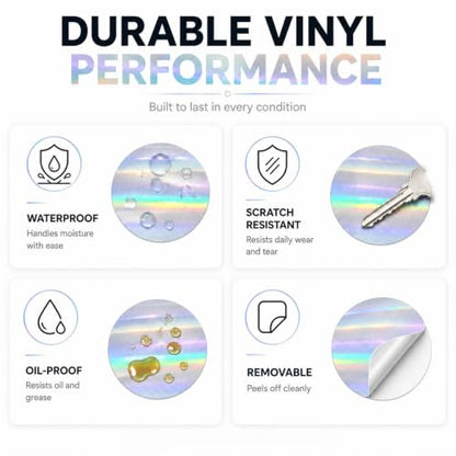 Round Holographic Silver Thermal Label 1.5 in Vinyl Sticker 200 PCS - color: Holographic Silver, size: 1.5 × 1.5 Inch