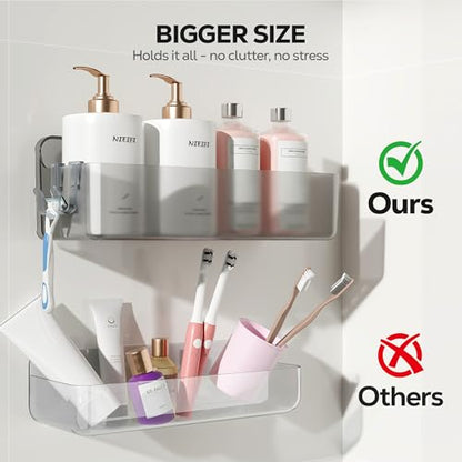 Nieifi Adhesive Shower Shelves, Gray, 5 Pieces - color: Gray-Clear, size: 5 pieces