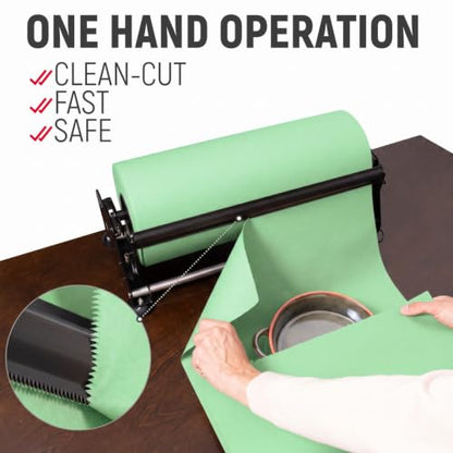 18" Paper Dispenser with Cutter + Light Green Kraft Paper Roll - color: Light Green, size: 1 Roll + Dispenser
