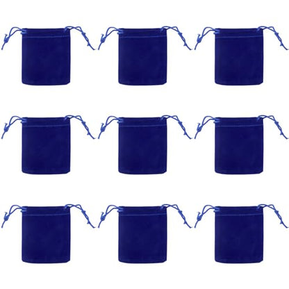 FASHEWELRY 20Pcs Small Drawstring Velvet Bags Dark Blue Christmas Bags - color: Dark Blue, size: 9x7cm/3.6x2.8 inch