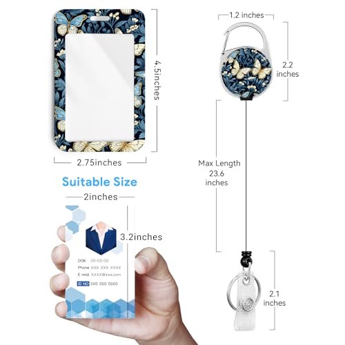 2 Pack Butterfly Starry Sky ID Badge Holder with Clip Badge Reels - color: 2 Pack-butterfly